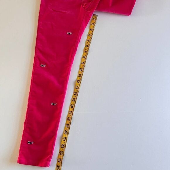 NWOT Vineyard Vines Hot Pink Velvet Pants with Navy Embroidered Whales Size 10 - Picture 8 of 10